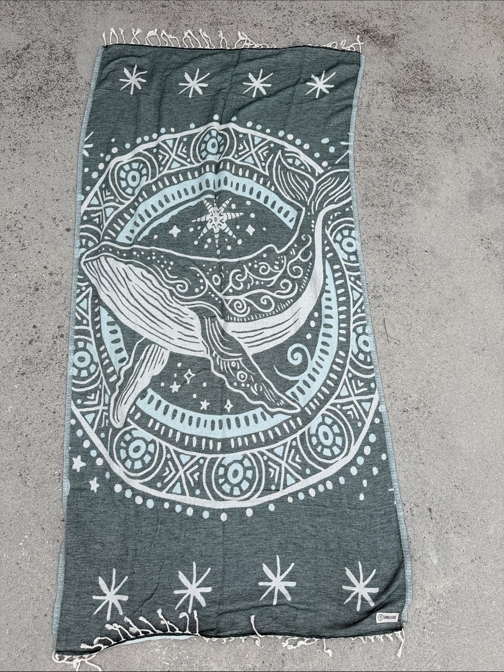 SandCloud Whale Mandala Beach Towel - Teal & Cream